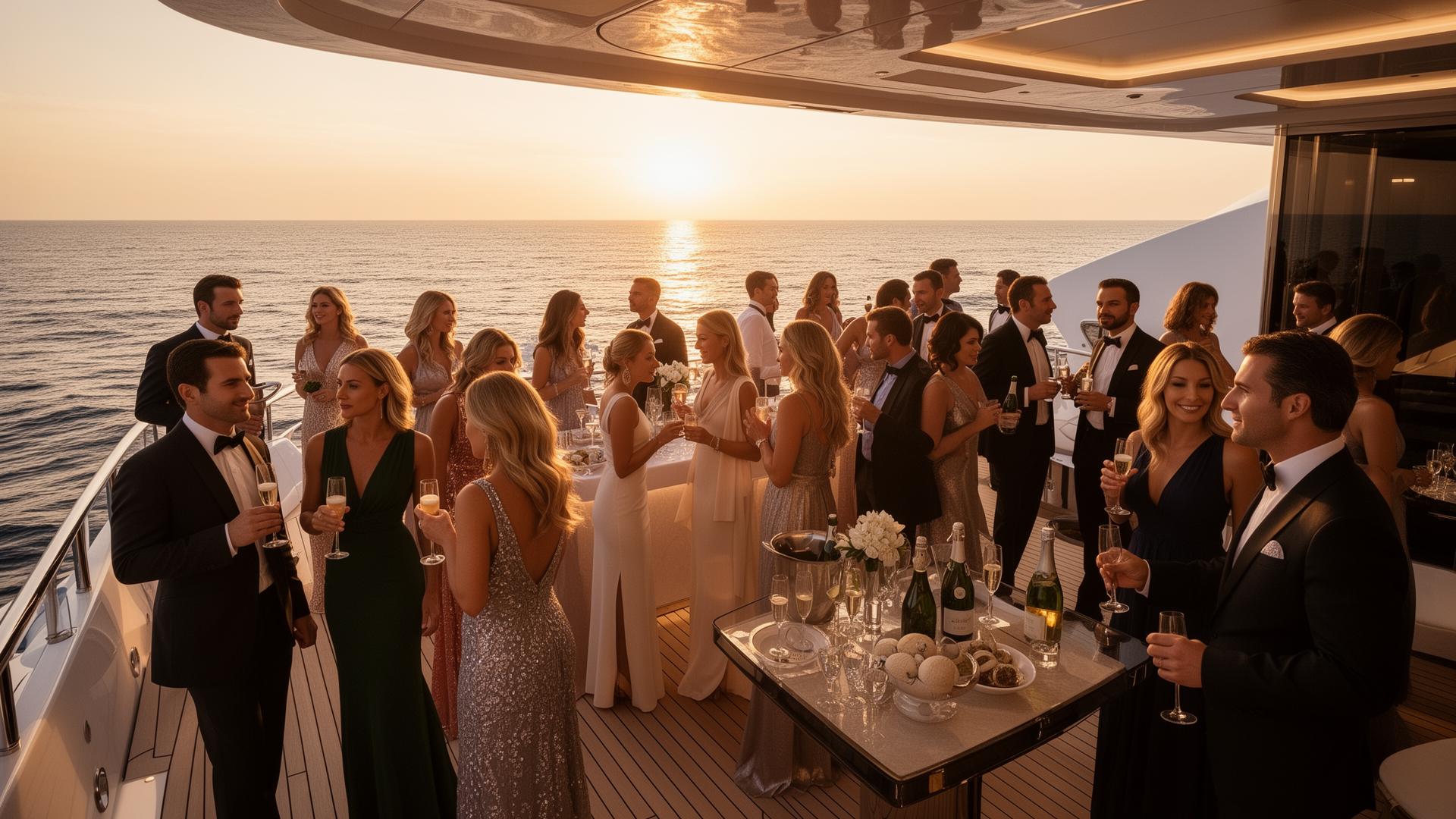 EliteWeek private yacht at sunset