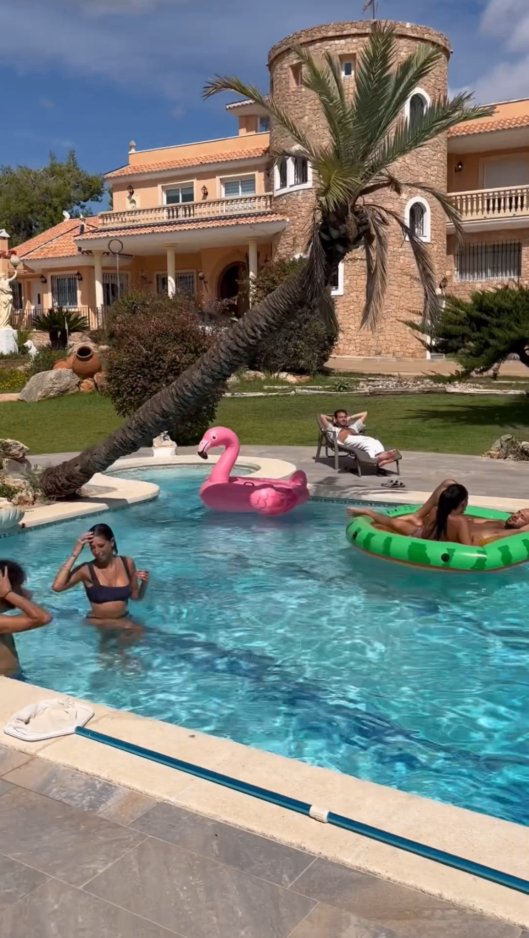 Pool party at a Mediterranean villa